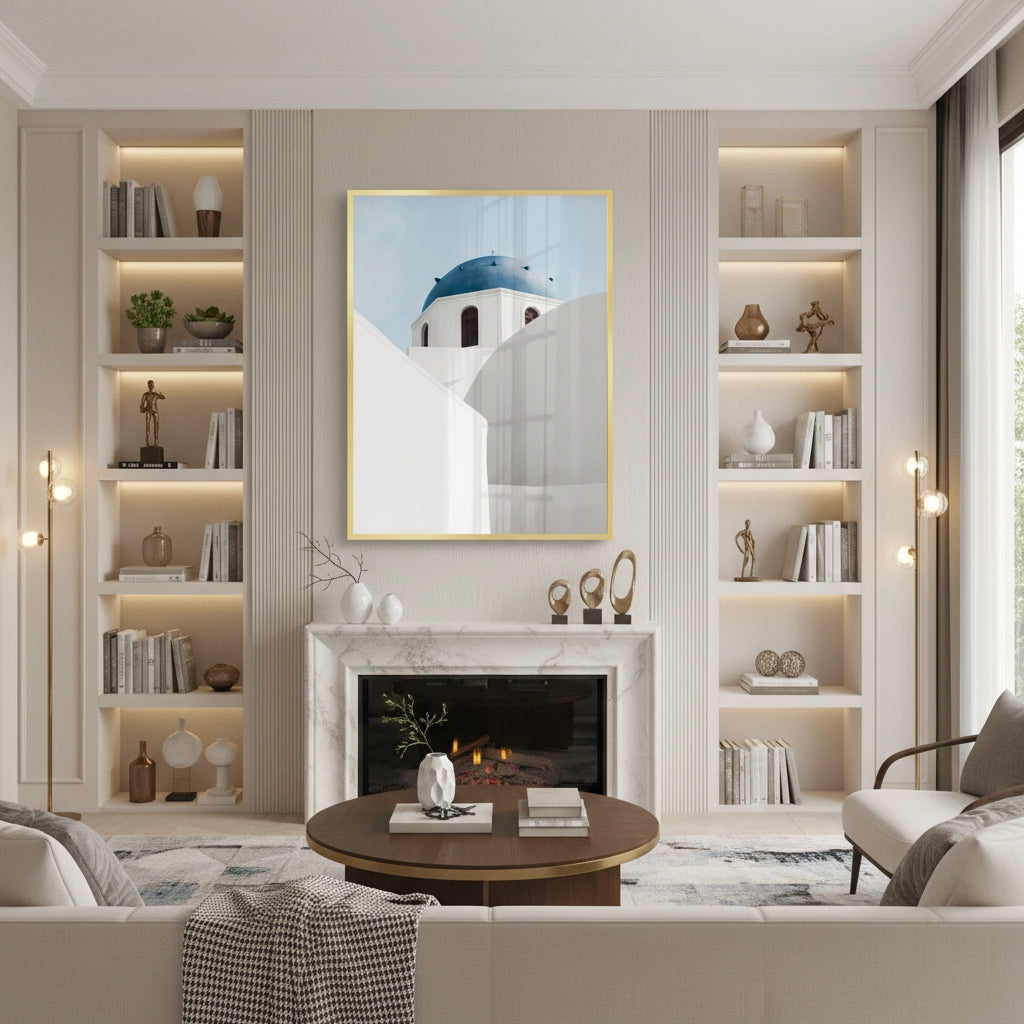 2Santorini Blue Dome - Fine Art