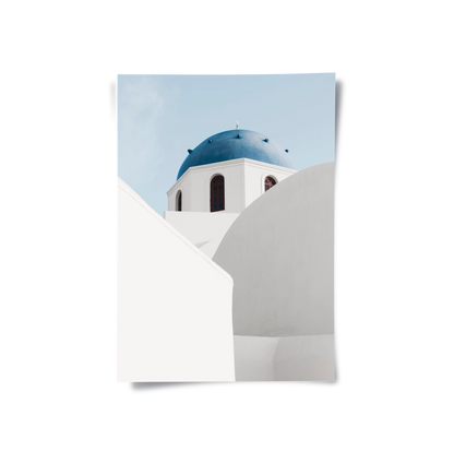 Santorini Blue Dome - Poster