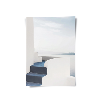 Santorini Blue Stairs - Poster