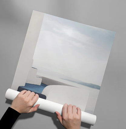 Santorini Blue Stairs - Poster