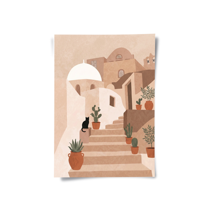 Santorini Stairway - Poster