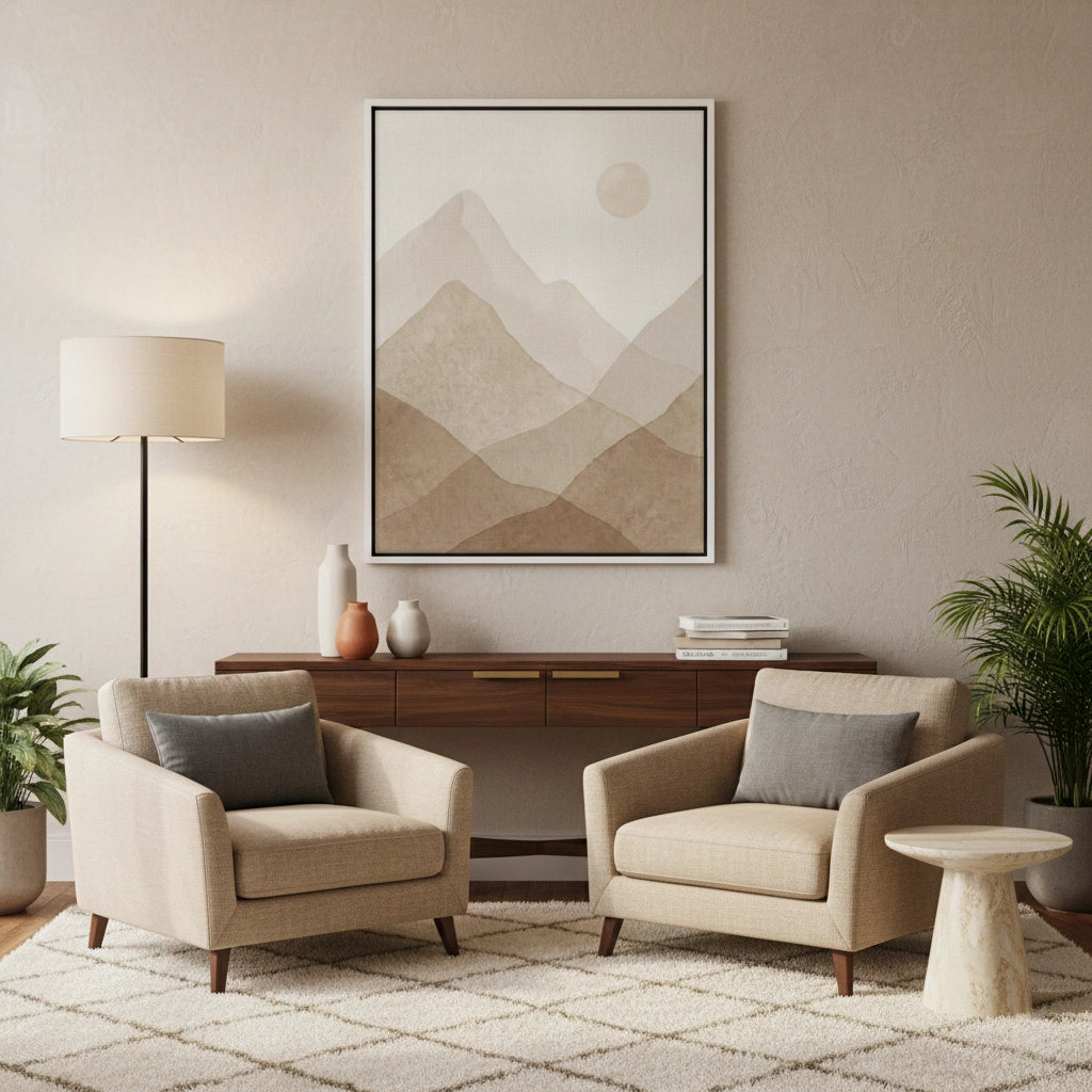 Sepia Tone Mountain Range - Canvas