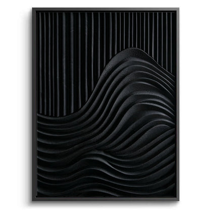 Shadow Waves minimalist charcoal wall art featuring fluid organic lines, a sophisticated statement piece for contemporary Dubai villa interiors