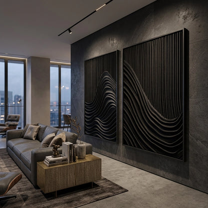 Shadow Waves architectural pendant light casting soft fluid shadows, perfect for creating ambient mood lighting in high-rise Emirates penthouses