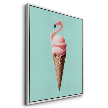 Flamingo Ice Cream Cone - Canvas