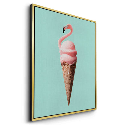 Flamingo Ice Cream Cone - Canvas