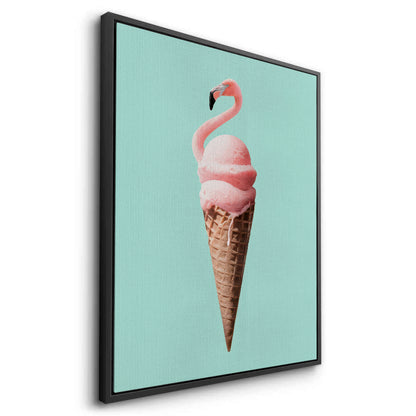 Flamingo Ice Cream Cone - Canvas