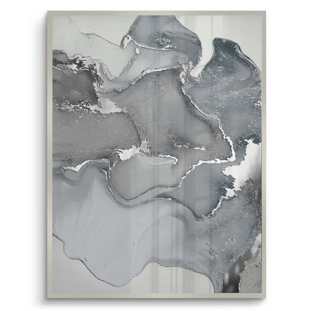 2Close-up of silver veining on grey fluid abstract artwork