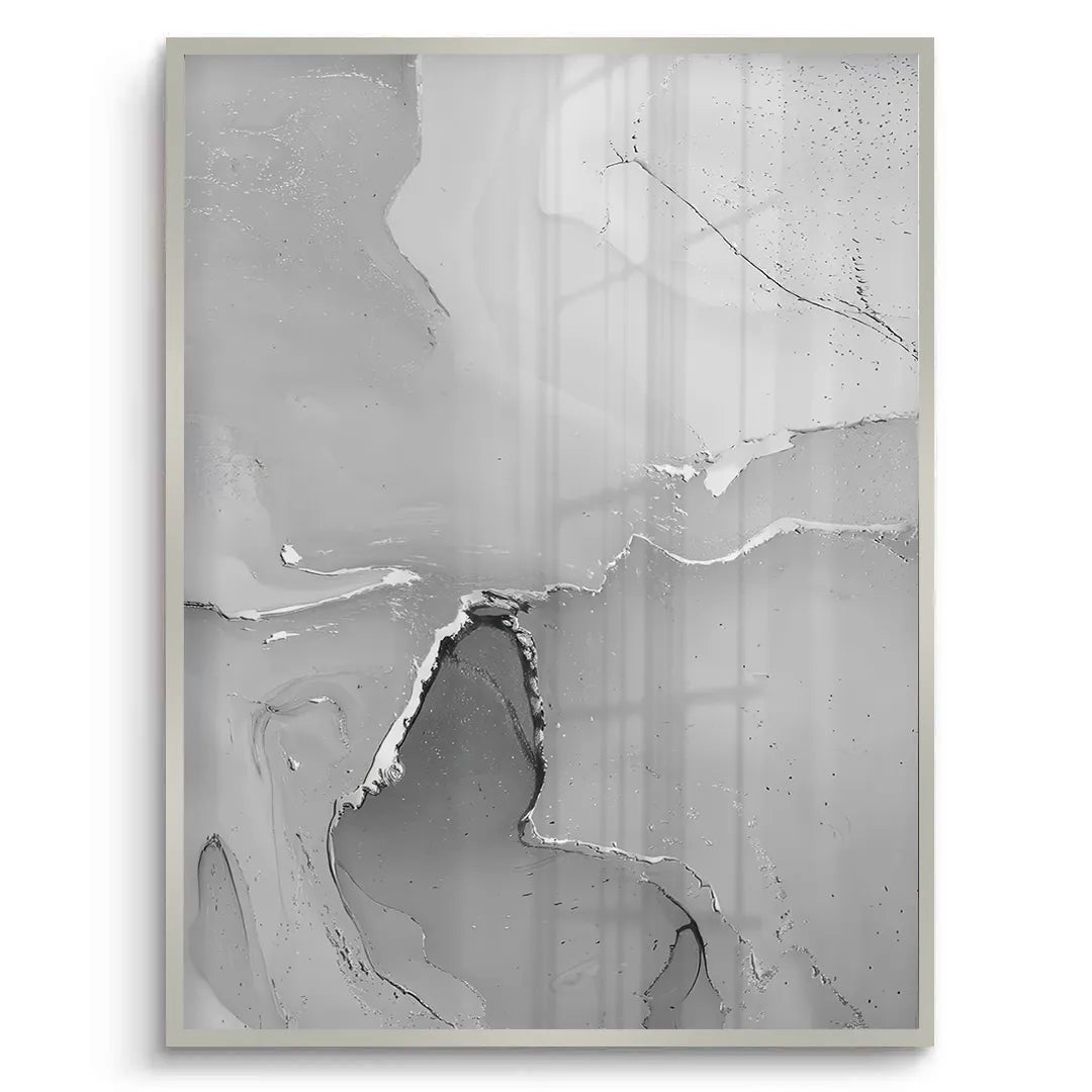 Minimalist grey and white abstract art white frame poster 