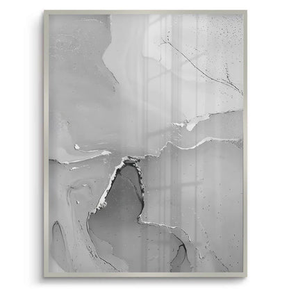 Minimalist grey and white abstract art white frame poster 