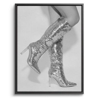 Silver Sequin Boots - Canvas