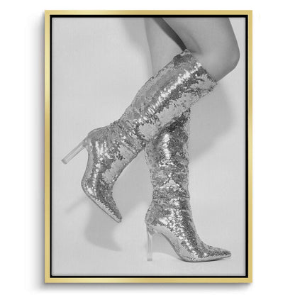 Silver Sequin Boots - Canvas