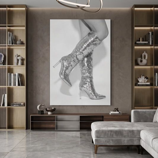 Silver Sequin Boots - Canvas