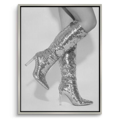 Silver Sequin Boots - Canvas