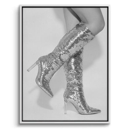Silver Sequin Boots - Canvas