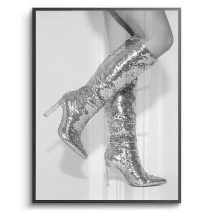 Silver Sequin Boots - Fine Art
