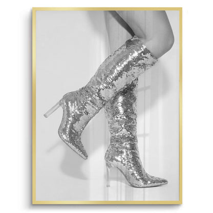 Silver Sequin Boots - Fine Art