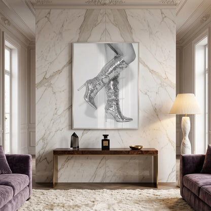 Silver Sequin Boots - Fine Art