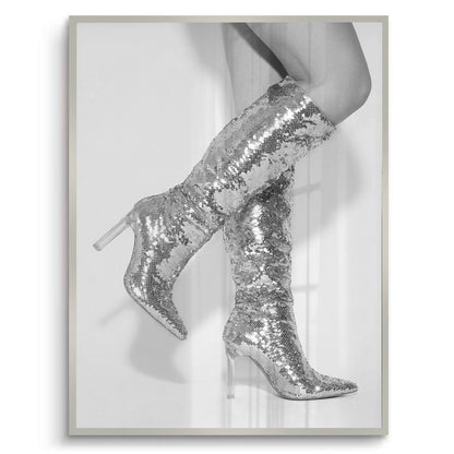 Silver Sequin Boots - Fine Art