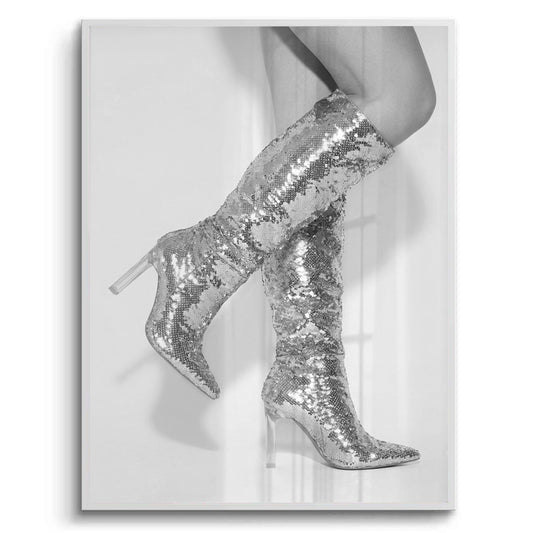Silver Sequin Boots - Fine Art