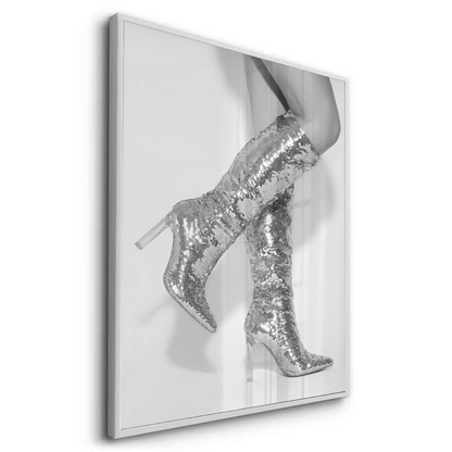 Silver Sequin Boots - Fine Art