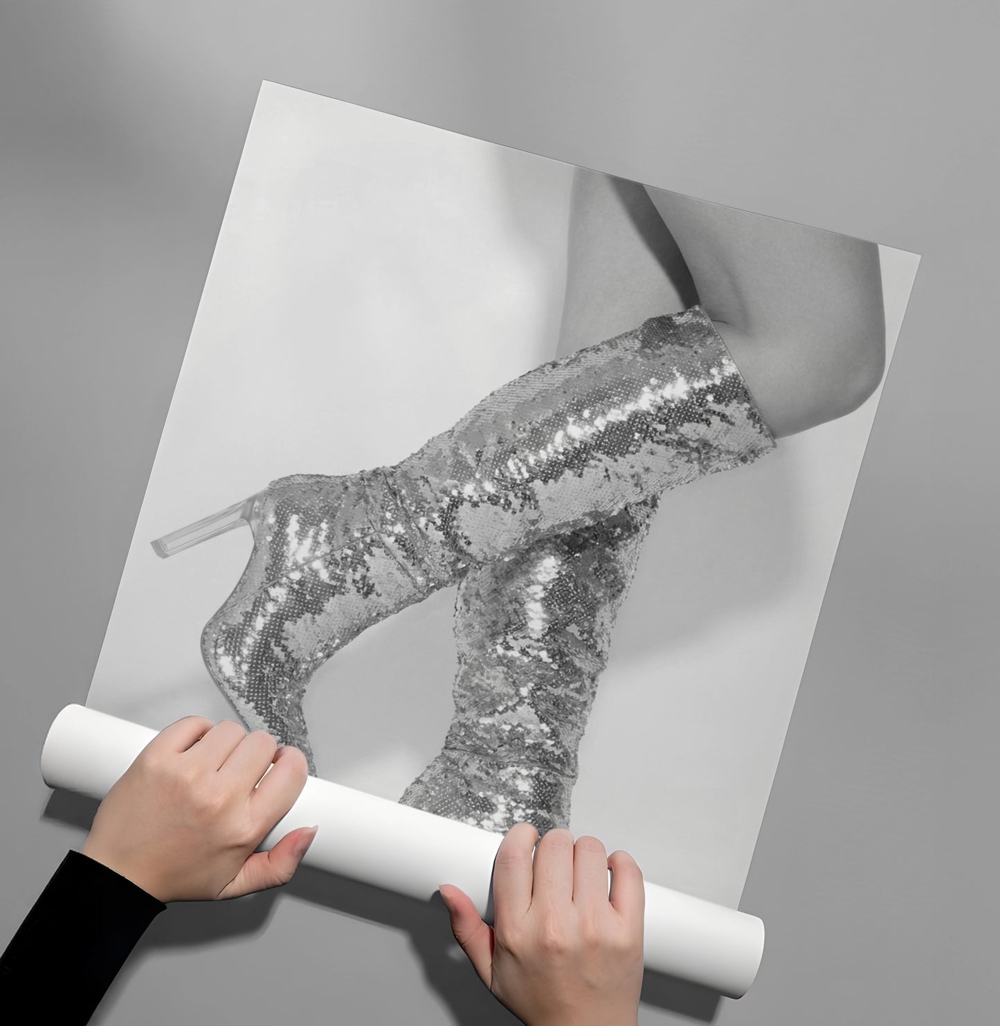 2Silver Sequin Boots - Poster