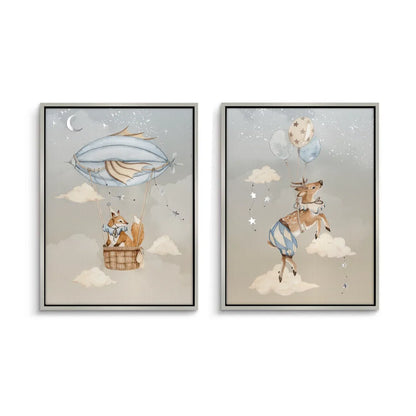 Dreamy Fox and Deer Balloon Set of 2 - Canvas