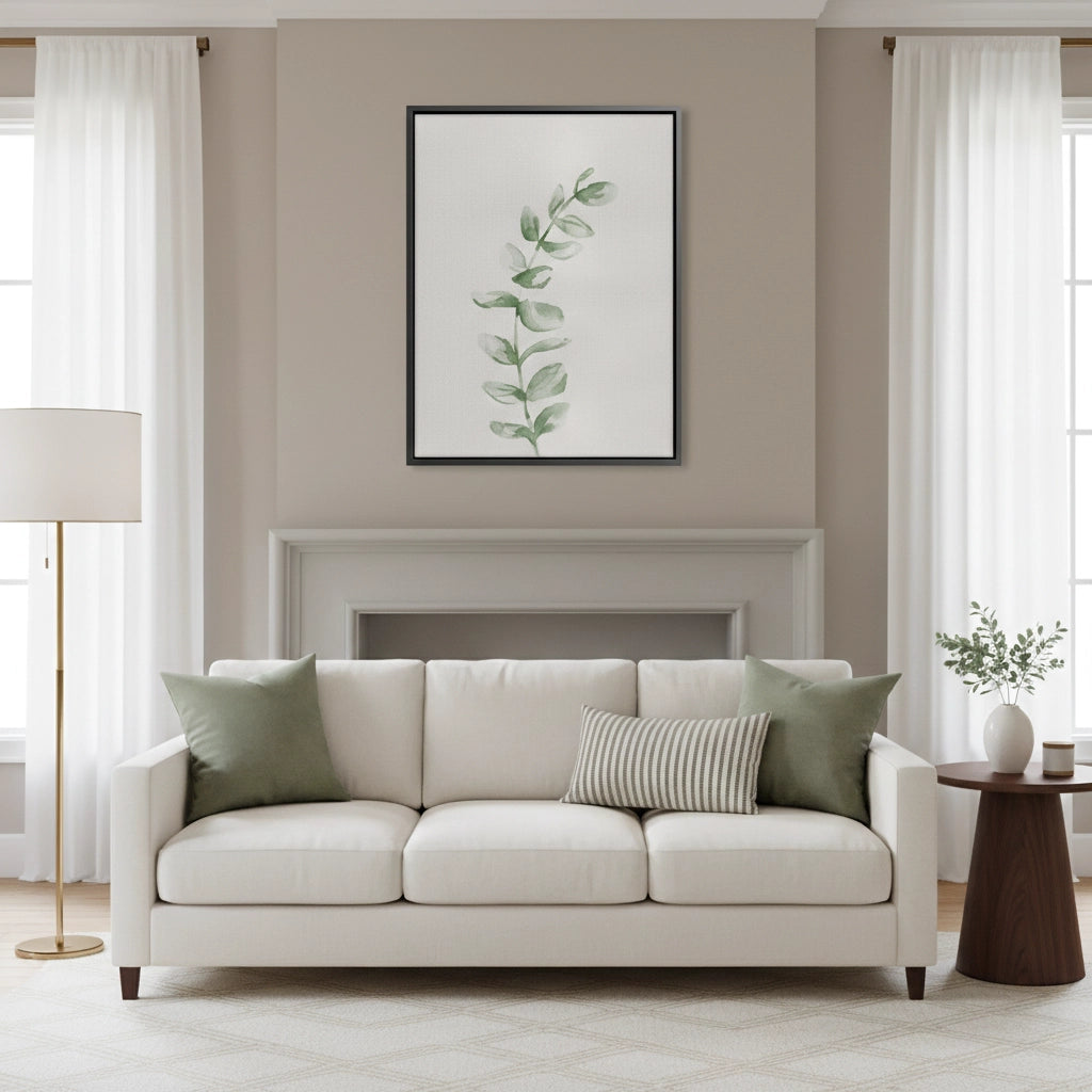 2Soft Green Watercolor Leaf - Canvas