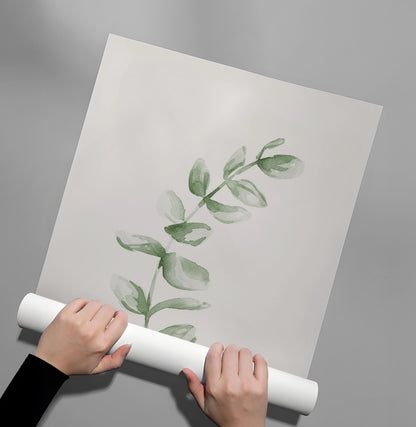 Soft Green Watercolor Leaf - Poster