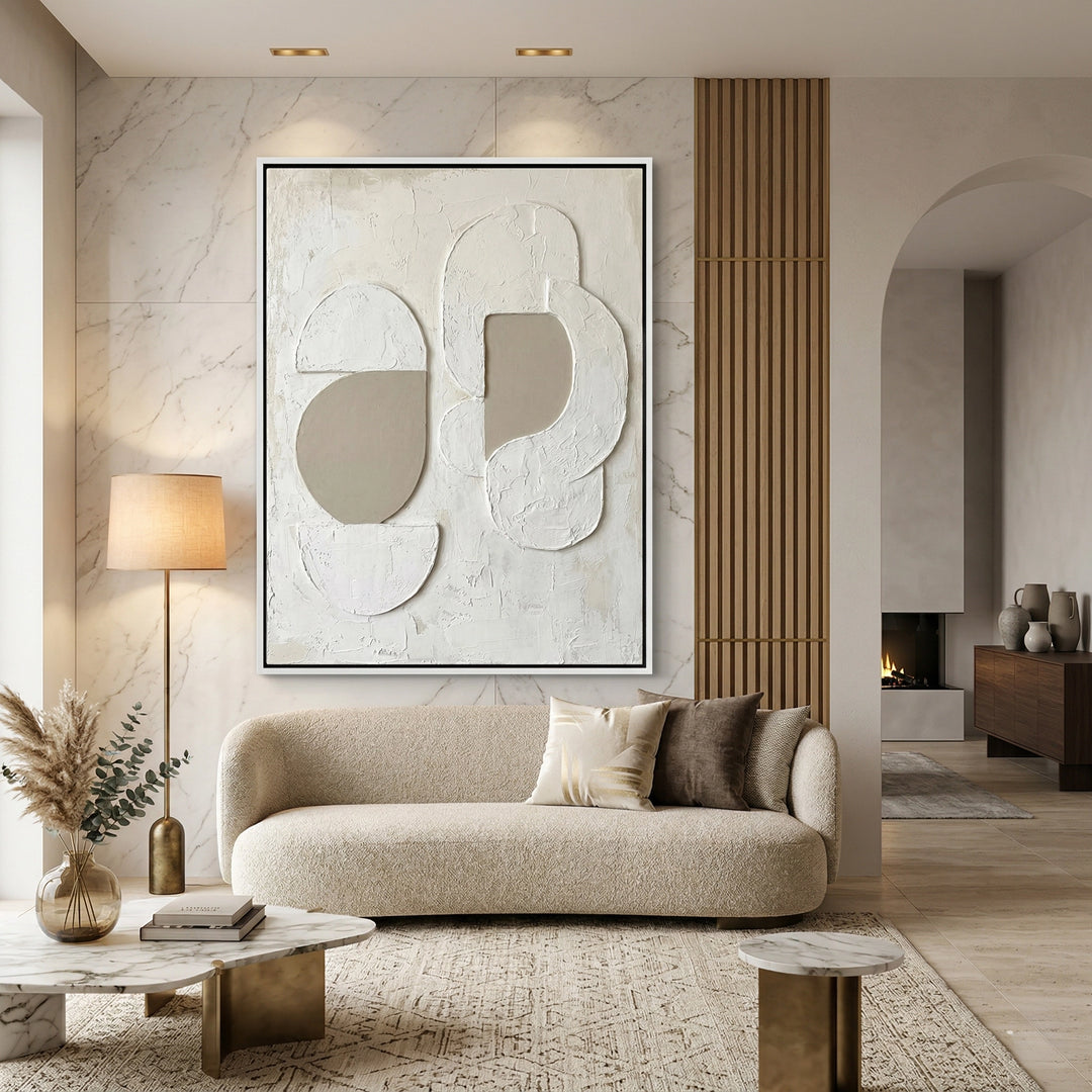 Soft Relief abstract wall art, calming muted tones, luxury UAE home decor