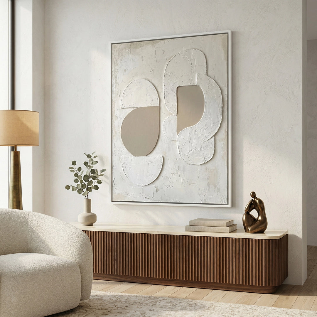 Soft Relief modern wall decor, gentle abstract textures, upscale UAE home accent