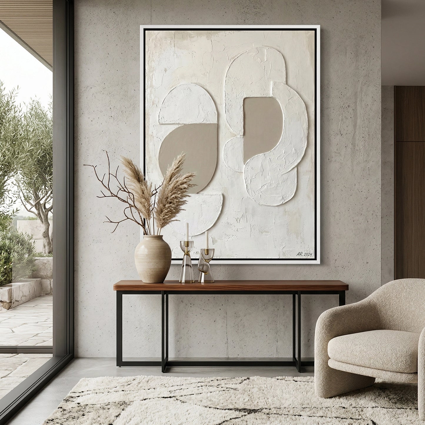 2Soft Relief contemporary art print, soothing neutral palette, stylish UAE living room