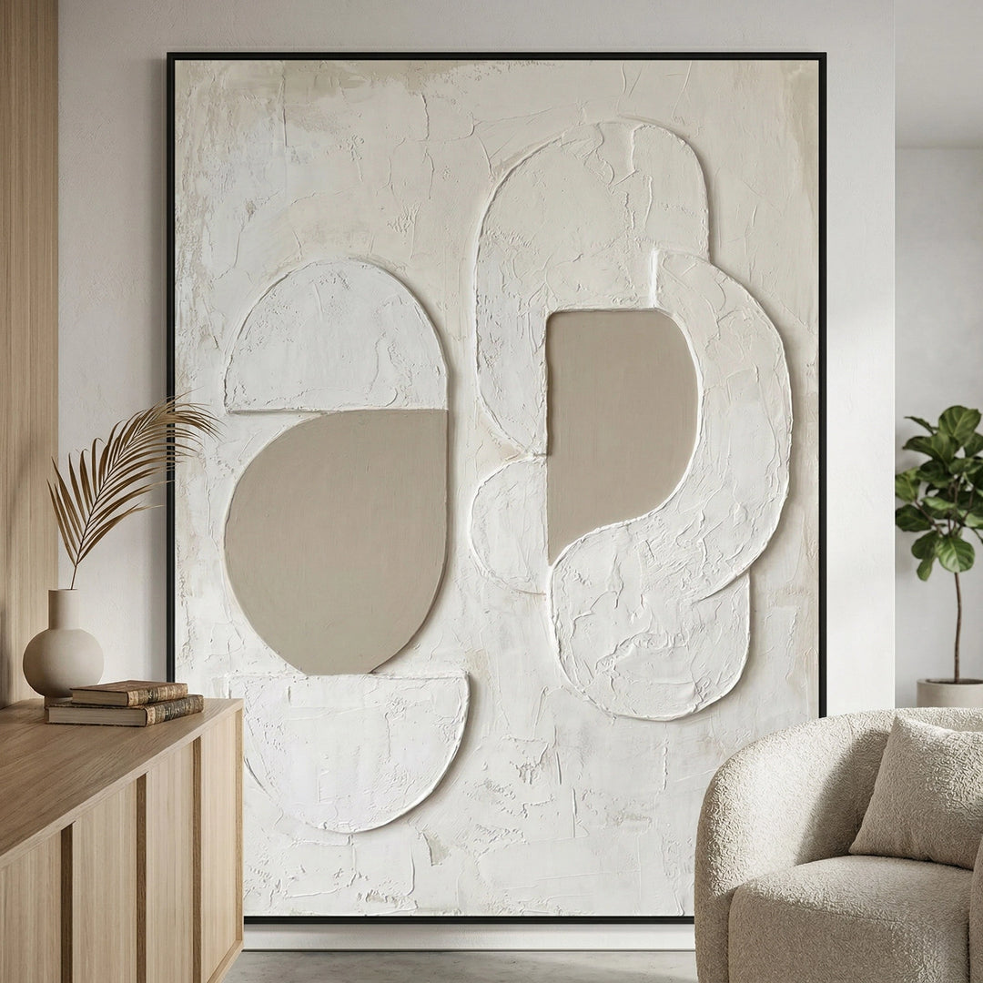 Soft Relief elegant abstract artwork, luxury home accent, muted modern design UAE