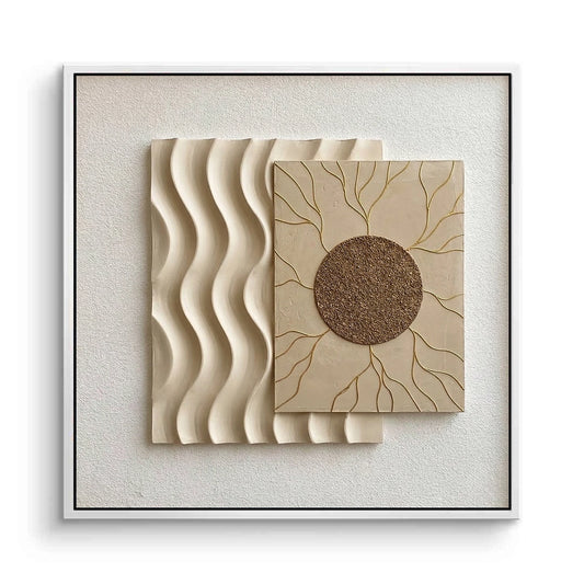 Solar Wave Relief wall art featuring abstract wave textures with warm solar tones, perfect for modern UAE home decor