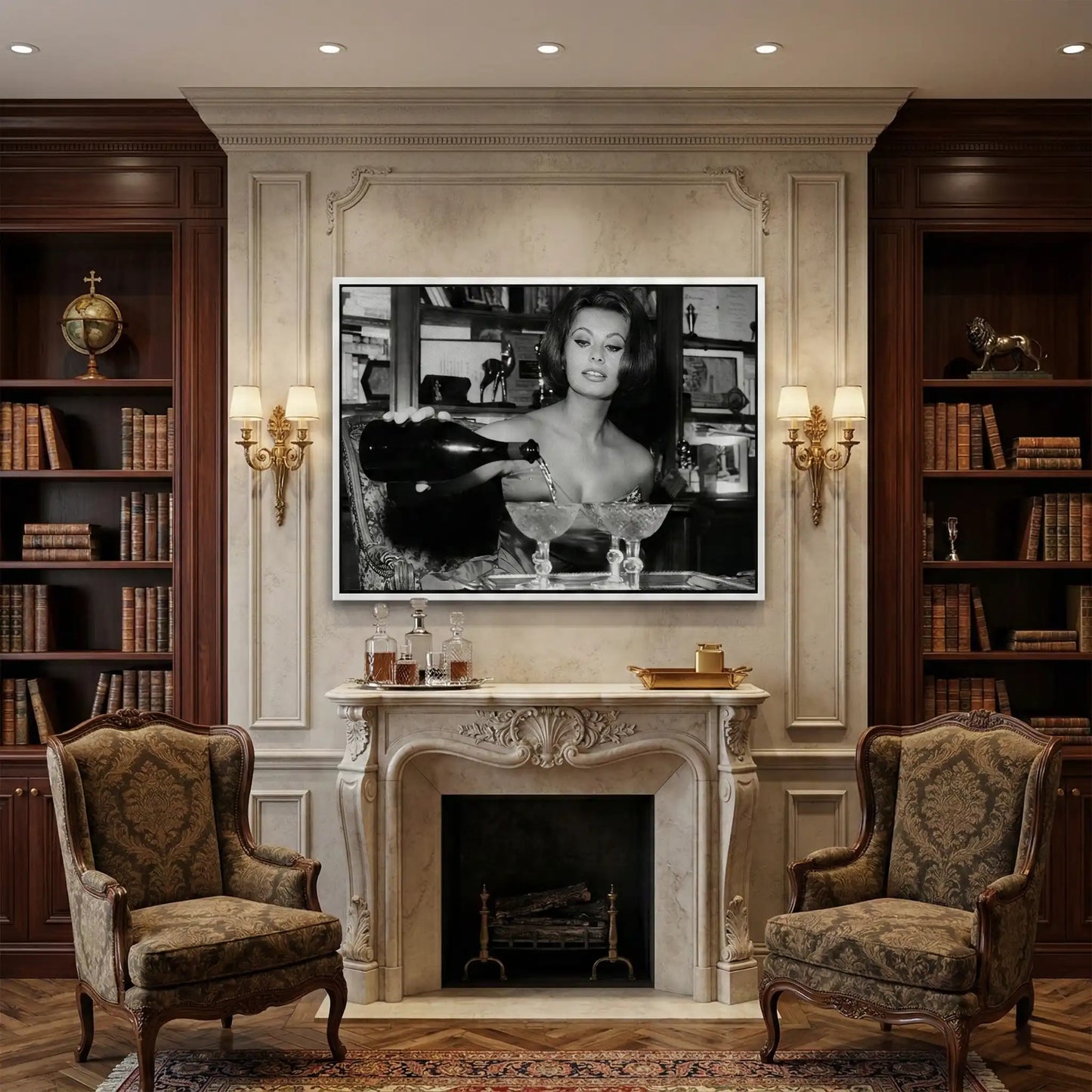 2Sophia Loren Pouring Champagne - Canvas