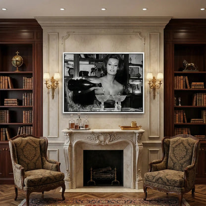 Sophia Loren Pouring Champagne - Canvas