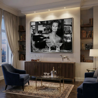 Sophia Loren Pouring Champagne - Canvas