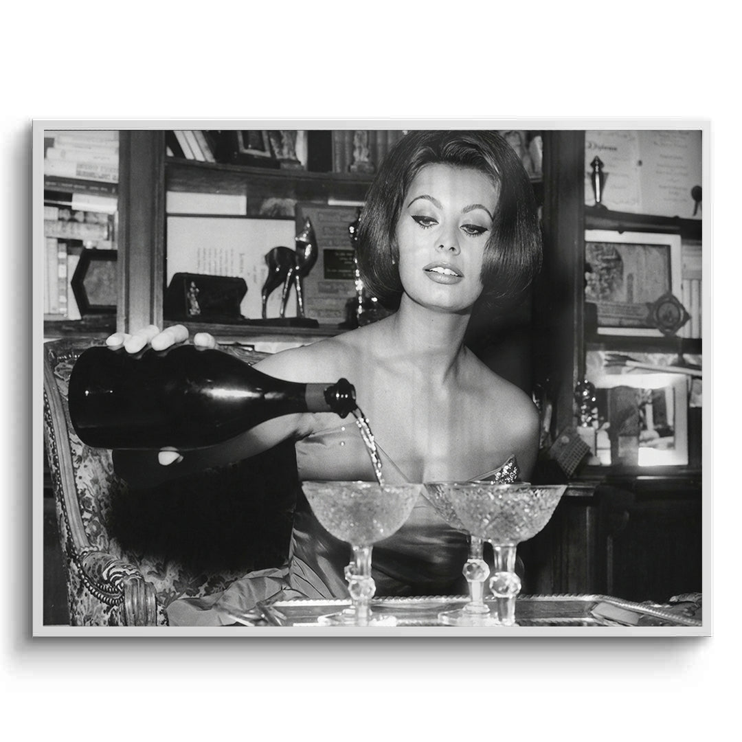 2Sophia Loren Pouring Champagne - Fine Art