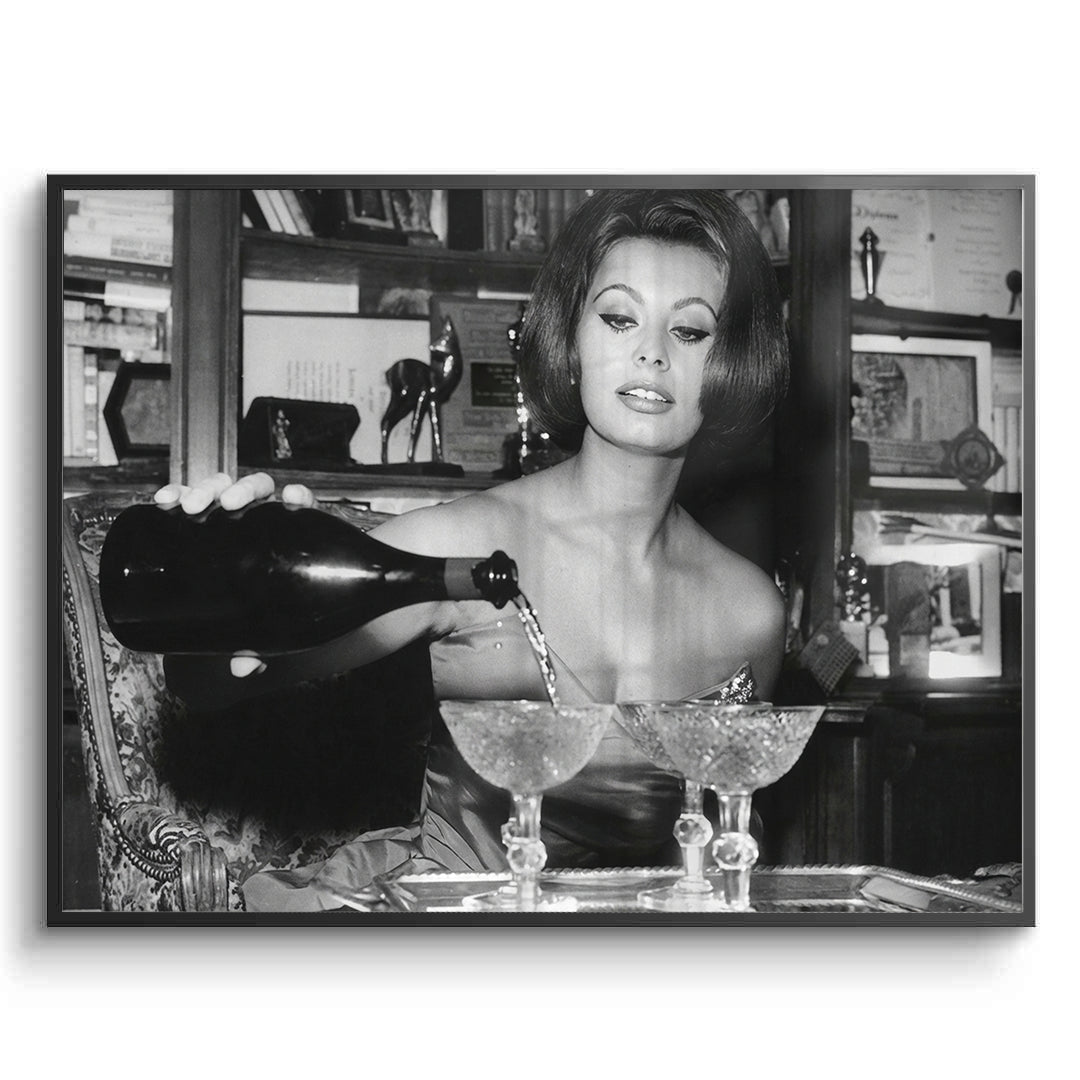 2Sophia Loren Pouring Champagne - Fine Art