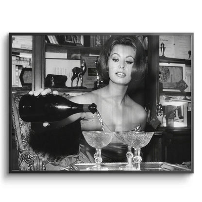 Sophia Loren Pouring Champagne - Fine Art