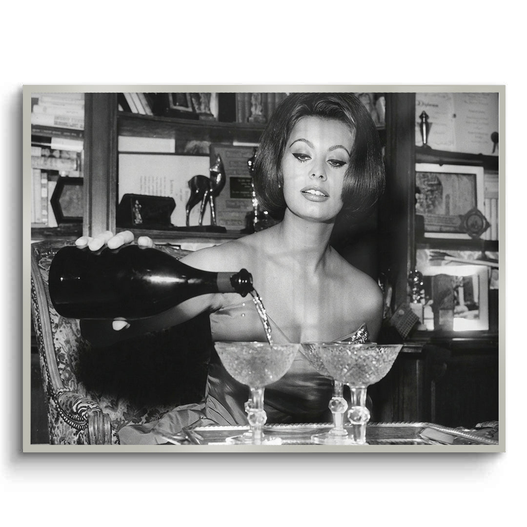 2Sophia Loren Pouring Champagne - Fine Art