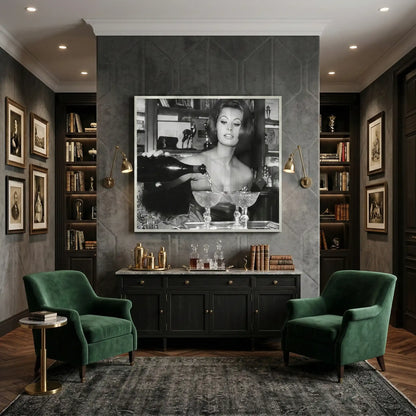 Sophia Loren Pouring Champagne - Fine Art