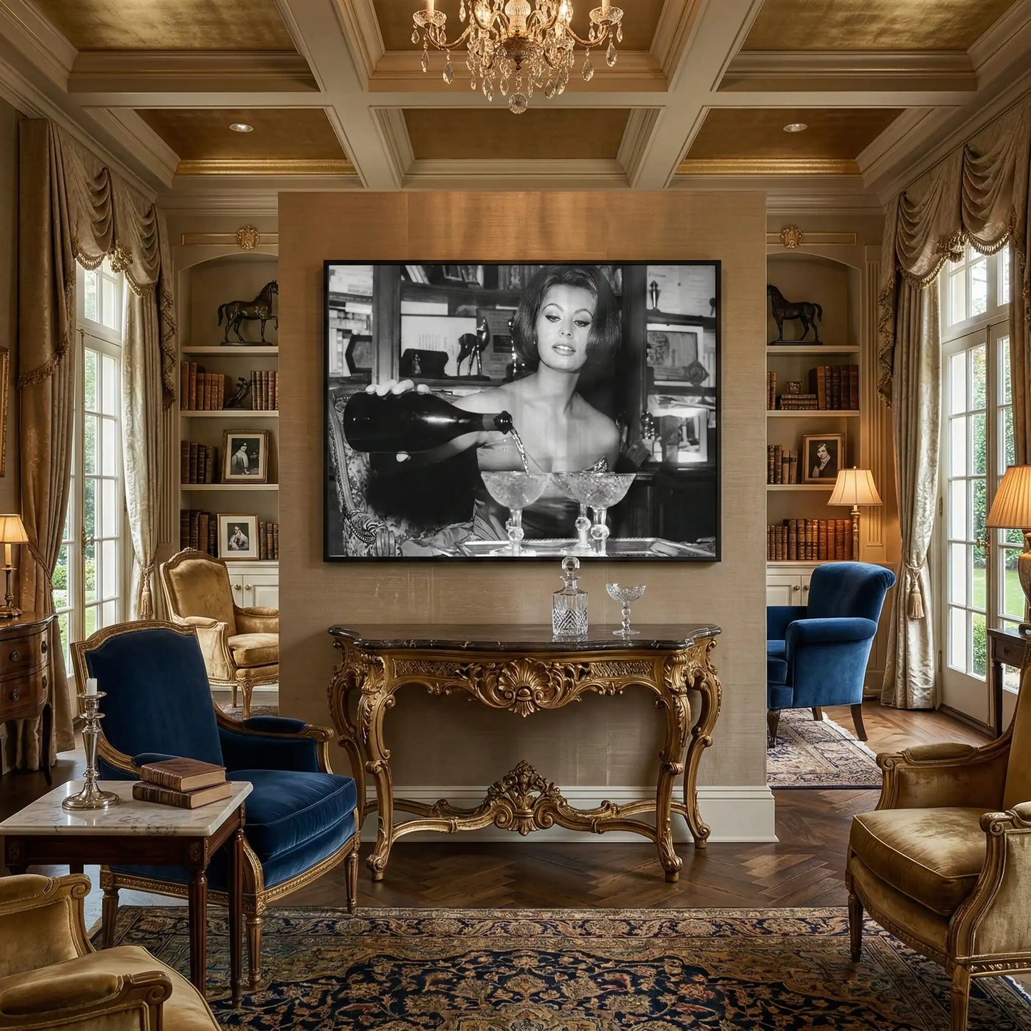 2Sophia Loren Pouring Champagne - Fine Art