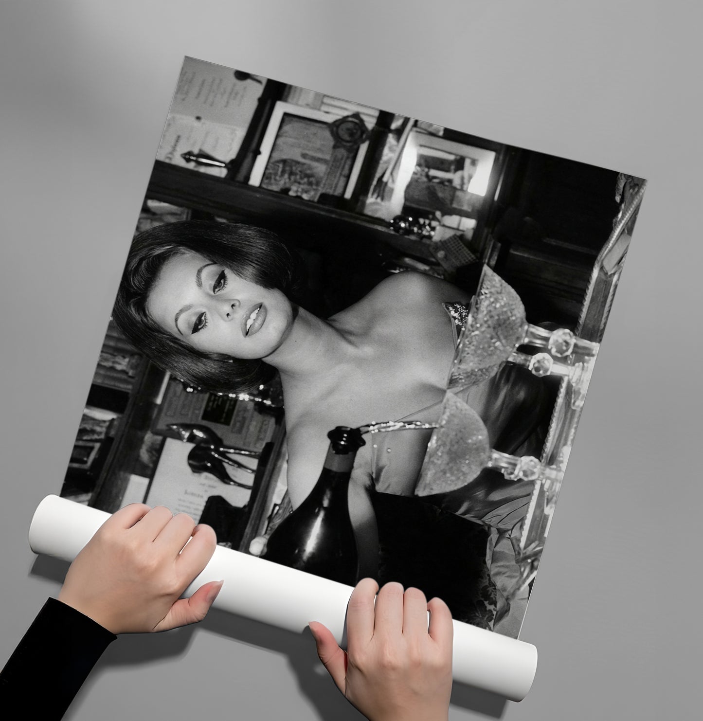 2Sophia Loren Pouring Champagne - Poster