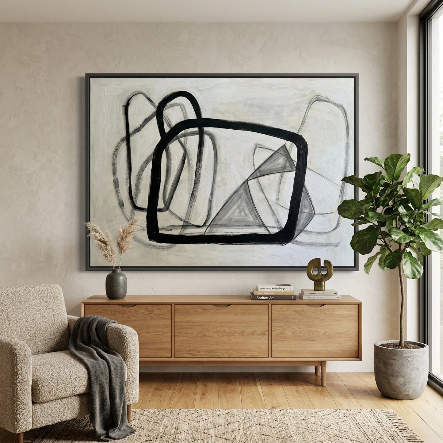 2Abstract Static Motion canvas with fluid lines and contemporary style for wall décor