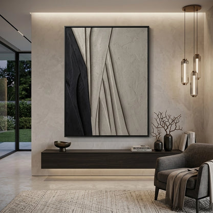 Textured stone crevasse wall art with natural earthy palette for luxury UAE interiors