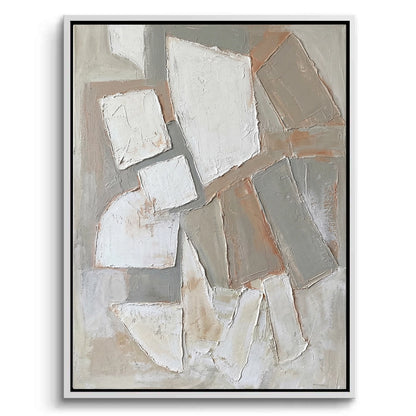 Large 'Stone Mosaic' 3D plaster art featuring hand-placed mineral fragments in a warm sandstone and bone palette, a sophisticated focal point for a luxury Dubai home.