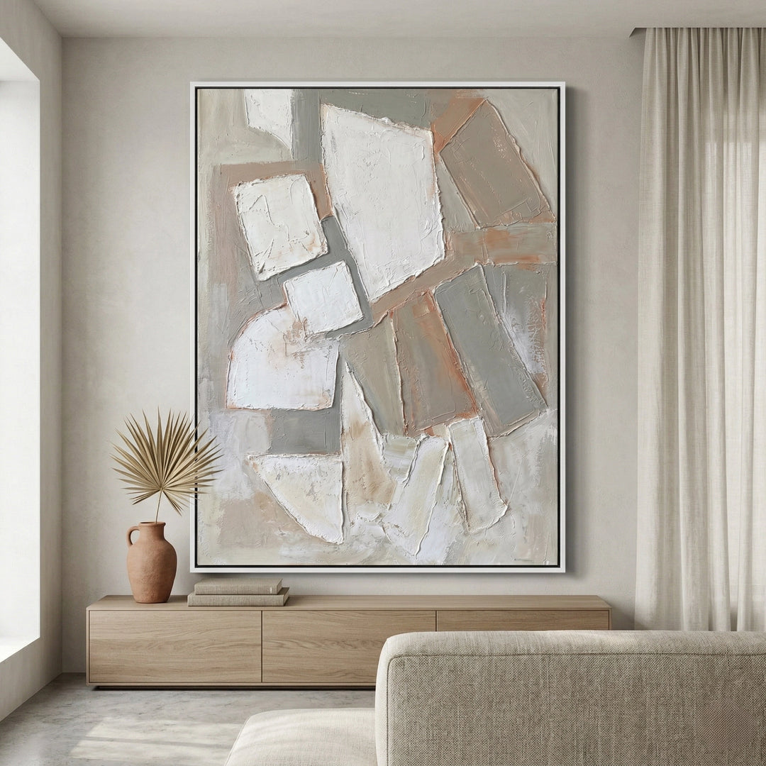 Matte-finish 'Stone Mosaic' ceramic vase with an embossed stone-chip texture and organic silhouette, a chic desert-inspired accessory for a modern Dubai home office.