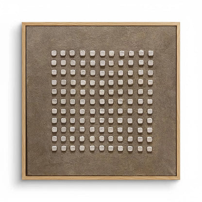 Large 3D 'Stone Rhythm' plaster art featuring repetitive vertical ridges in a matte limestone finish, a sophisticated architectural statement for a luxury Dubai home.