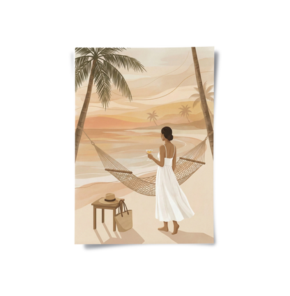 Sunset Beach Hammock - Poster